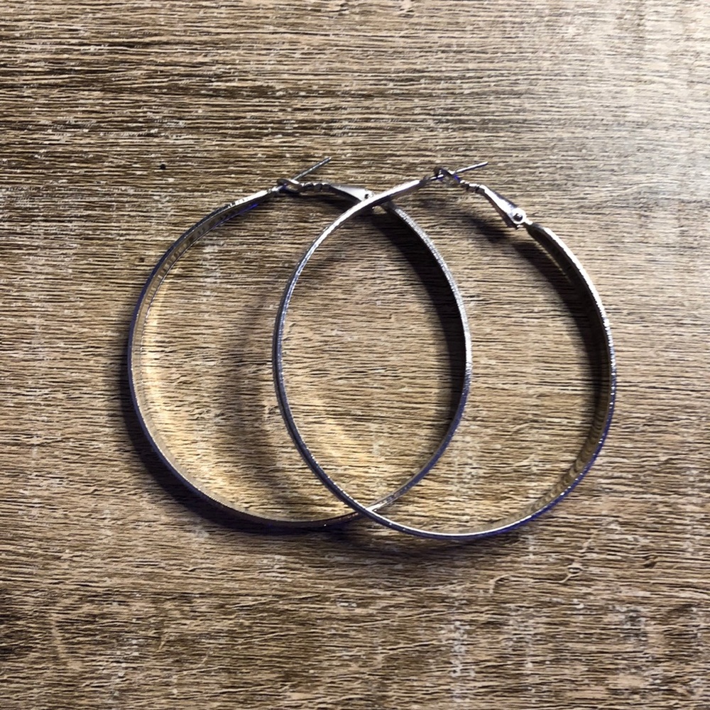 Silver Sparkle Hoop Earrings